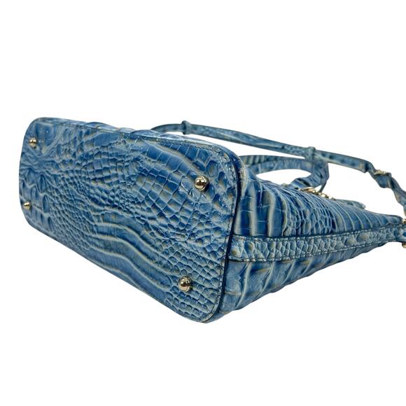 Brahmin Mini Asher Tote Satchel Bag Melbourne Cerulean Blue Croc Embossed - Picture 5 of 10
